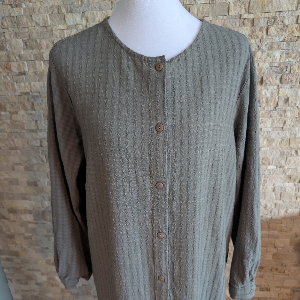 Solika Solene Shirtdress Green Modest Kaftan Granola Prairie Minimalist Sz M image 2